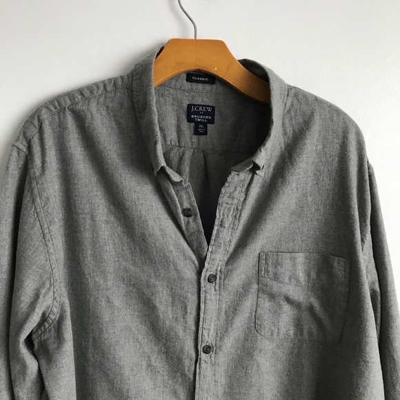 J Crew Brushed Twill Gray Button Shirt Mens XL - Picture 2 of 10